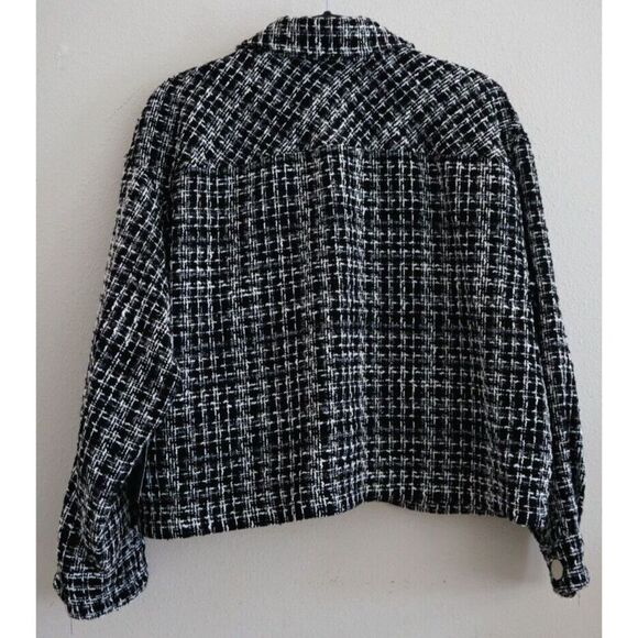 CeCe 7062502-060 Women Sz M Black Dazzling Charm Short Length Tweed Shacket - Picture 2 of 9
